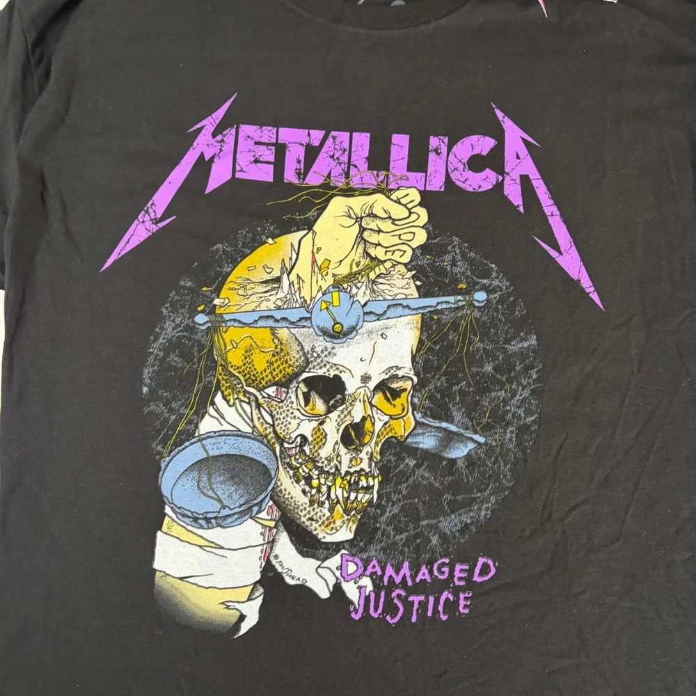 Metallica Damaged‎ Justice Graphic T-Shirt Black Pushead Skull Band Tee SM/MD